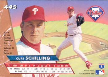 1993 Ultra #445 Curt Schilling Back