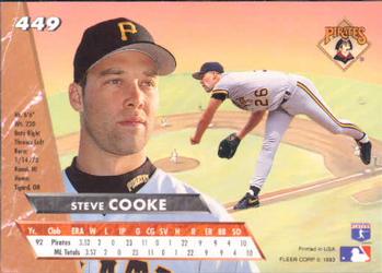 1993 Ultra #449 Steve Cooke Back
