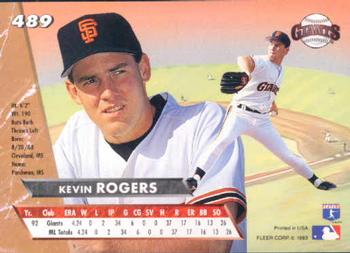 1993 Ultra #489 Kevin Rogers Back