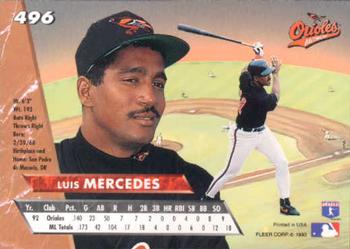 1993 Ultra #496 Luis Mercedes Back