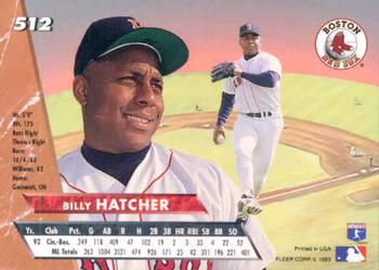 1993 Ultra #512 Billy Hatcher Back