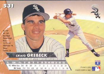 1993 Ultra #531 Craig Grebeck Back