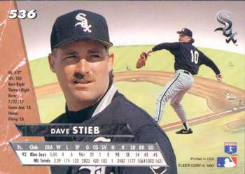 1993 Ultra #536 Dave Stieb Back