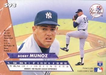 1993 Ultra #598 Bobby Munoz Back