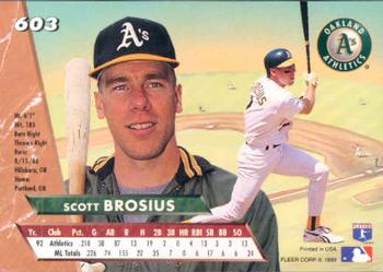 1993 Ultra #603 Scott Brosius Back