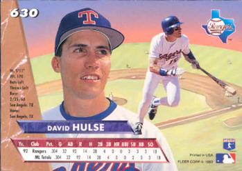 1993 Ultra #630 David Hulse Back