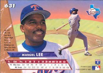 1993 Ultra #631 Manuel Lee Back