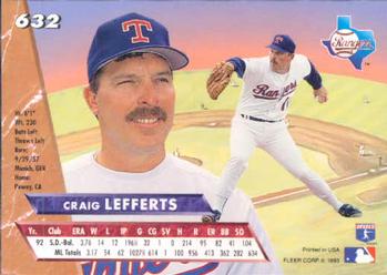 1993 Ultra #632 Craig Lefferts Back
