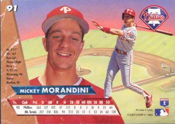 1993 Ultra #91 Mickey Morandini Back