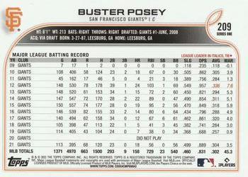 2022 Topps - Rainbow Foil #209 Buster Posey Back