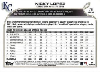 2022 Topps - Royal Blue #76 Nicky Lopez Back