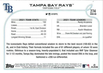 2022 Topps - Royal Blue #274 Tampa Bay Rays Back