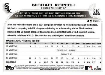 2022 Topps - Royal Blue #616 Michael Kopech Back