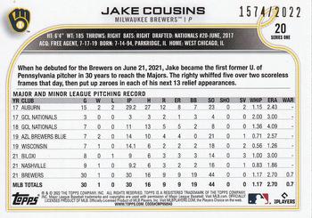 2022 Topps - Gold #20 Jake Cousins Back