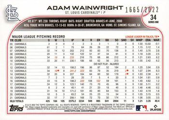 2022 Topps - Gold #34 Adam Wainwright Back