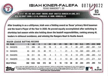 2022 Topps - Gold #93 Isiah Kiner-Falefa Back