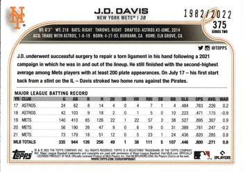2022 Topps - Gold #375 J.D. Davis Back