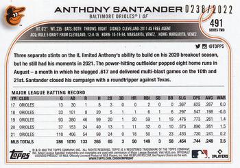 2022 Topps - Gold #491 Anthony Santander Back