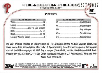 2022 Topps - Gold #501 Philadelphia Phillies Back