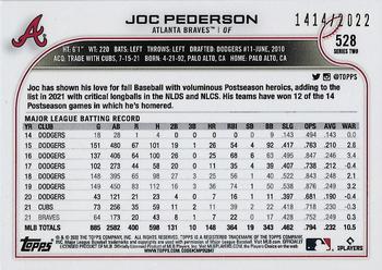 2022 Topps - Gold #528 Joc Pederson Back