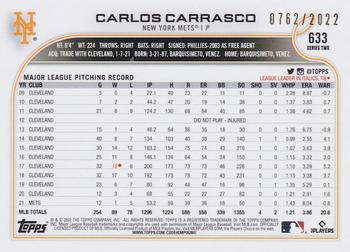 2022 Topps - Gold #633 Carlos Carrasco Back
