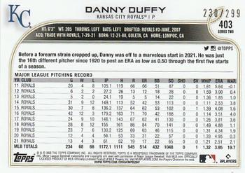 2022 Topps - Orange Foilboard #403 Danny Duffy Back