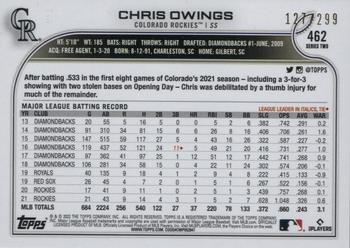 2022 Topps - Orange Foilboard #462 Chris Owings Back