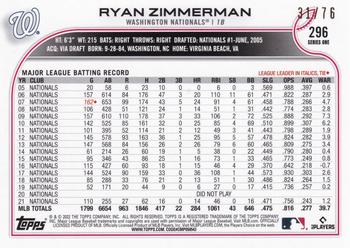 2022 Topps - Independence Day #296 Ryan Zimmerman Back