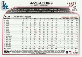 2022 Topps - Mother's Day Hot Pink #40 David Price Back