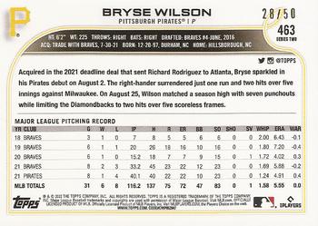 2022 Topps - Mother's Day Hot Pink #463 Bryse Wilson Back