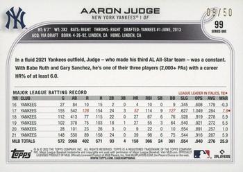 2022 Topps - Father's Day Powder Blue #99 Aaron Judge Back
