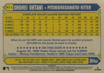 2022 Topps - 1987 Topps Baseball 35th Anniversary (Series One) #T87-1 Shohei Ohtani Back