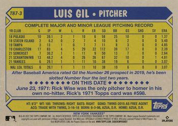 2022 Topps - 1987 Topps Baseball 35th Anniversary (Series One) #T87-3 Luis Gil Back