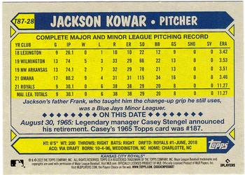 2022 Topps - 1987 Topps Baseball 35th Anniversary (Series One) #T87-28 Jackson Kowar Back