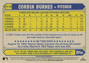2022 Topps - 1987 Topps Baseball 35th Anniversary (Series One) #T87-39 Corbin Burnes Back