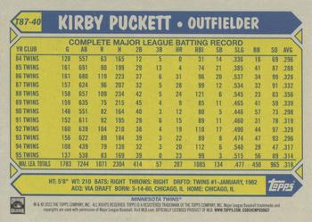 2022 Topps - 1987 Topps Baseball 35th Anniversary (Series One) #T87-40 Kirby Puckett Back