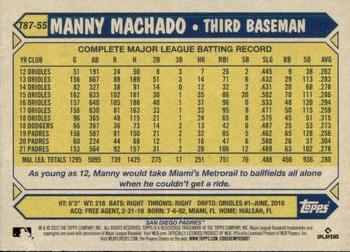 2022 Topps - 1987 Topps Baseball 35th Anniversary (Series One) #T87-55 Manny Machado Back