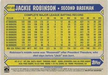 2022 Topps - 1987 Topps Baseball 35th Anniversary (Series One) #T87-69 Jackie Robinson Back