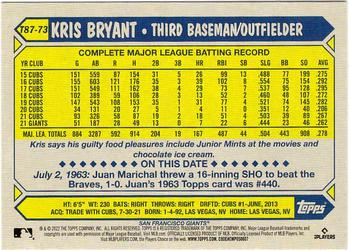 2022 Topps - 1987 Topps Baseball 35th Anniversary (Series One) #T87-73 Kris Bryant Back