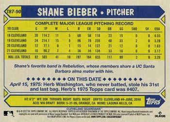 2022 Topps - 1987 Topps Baseball 35th Anniversary (Series One) #T87-90 Shane Bieber Back