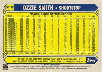 2022 Topps - 1987 Topps Baseball 35th Anniversary (Series One) #T87-95 Ozzie Smith Back