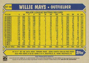 2022 Topps - 1987 Topps Baseball 35th Anniversary (Series One) #T87-96 Willie Mays Back