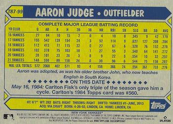 2022 Topps - 1987 Topps Baseball 35th Anniversary (Series One) #T87-99 Aaron Judge Back