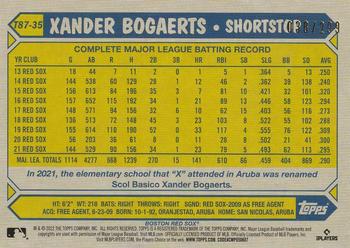 2022 Topps - 1987 Topps Baseball 35th Anniversary Black (Series One) #T87-35 Xander Bogaerts Back