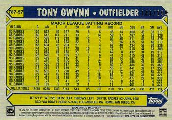 2022 Topps - 1987 Topps Baseball 35th Anniversary Black (Series One) #T87-57 Tony Gwynn Back