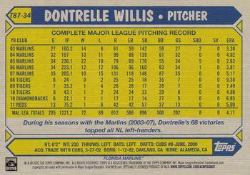 2022 Topps - 1987 Topps Baseball 35th Anniversary Blue (Series One) #T87-34 Dontrelle Willis Back