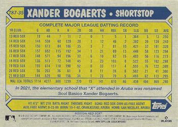2022 Topps - 1987 Topps Baseball 35th Anniversary Blue (Series One) #T87-35 Xander Bogaerts Back