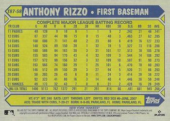 2022 Topps - 1987 Topps Baseball 35th Anniversary Blue (Series One) #T87-58 Anthony Rizzo Back