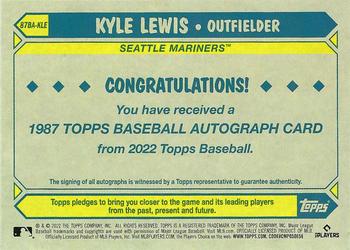 2022 Topps - 1987 Topps Baseball 35th Anniversary Autographs (Series One) #87BA-KLE Kyle Lewis Back