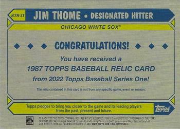 2022 Topps - 1987 Topps Baseball 35th Anniversary Relics (Series One) #87R-JT Jim Thome Back
